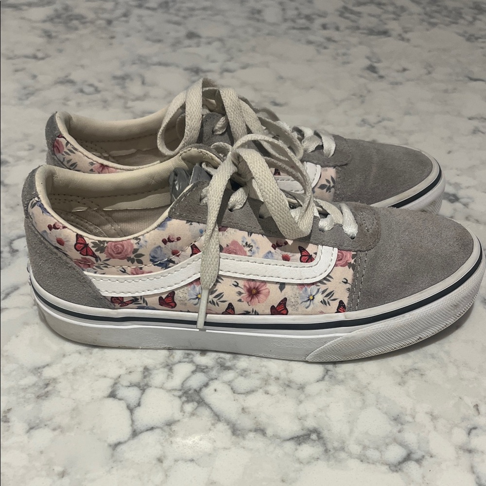 Vans Kids Floral and Gray Sneakers